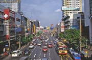 Dopravn provoz na ulicch Bangkoku. Thajsko.
